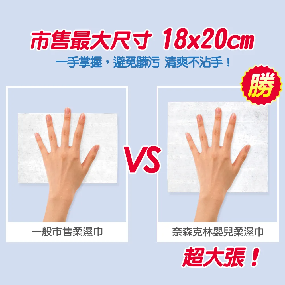 奈森克林 嬰兒柔濕巾80張+掀蓋(加大尺寸-18*20cm) 維康 (濕巾濕紙巾)-細節圖4