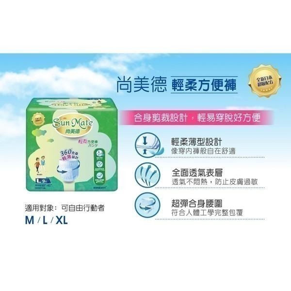 （2箱送看護墊兩包 ）尚美德 輕柔方便褲Ｍ／Ｌ (SunMate成人紙尿褲尿布) 限時促228-細節圖4