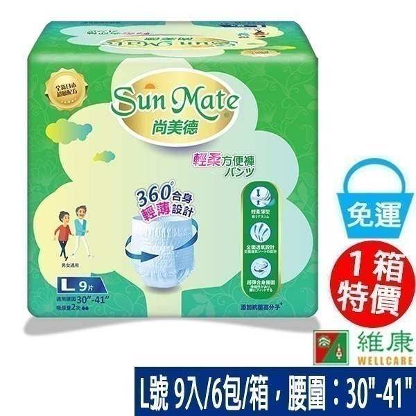 （送酒精濕巾兩包）尚美德 輕柔方便褲Ｍ／Ｌ (SunMate成人紙尿褲尿布) 限時促715-細節圖3