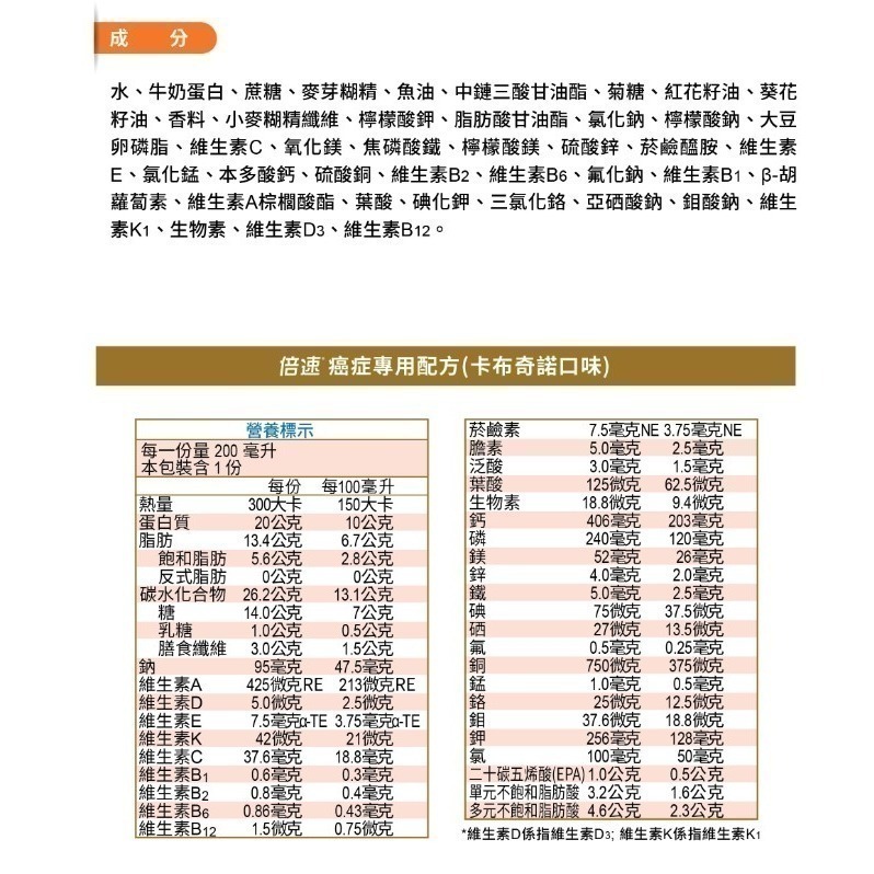 倍速 癌症專用配方 卡布奇諾口味 200ml/24罐/箱  維康 免運 限時促銷1215-細節圖2