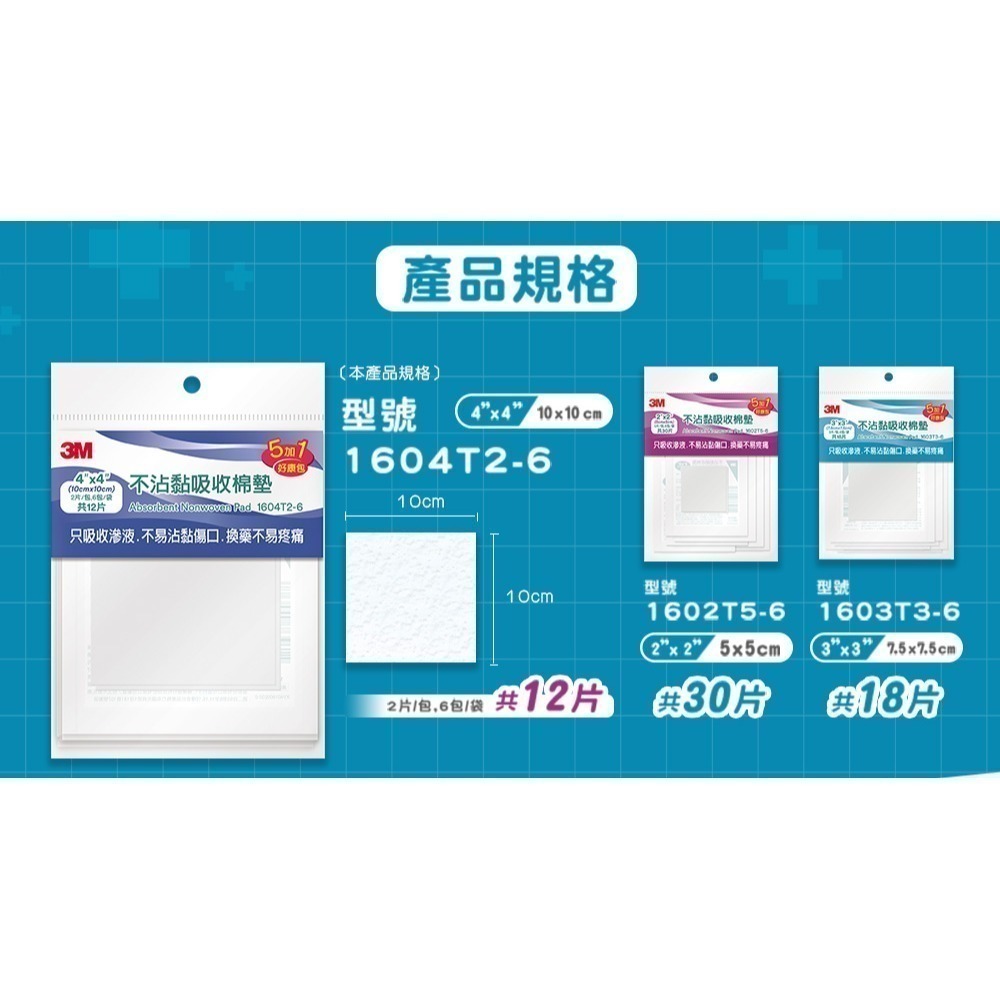 （買愈多愈便宜）3M 不沾黏吸收棉墊好康包（2＂*2＂/3＂*3＂/4＂*4＂）維康-細節圖7