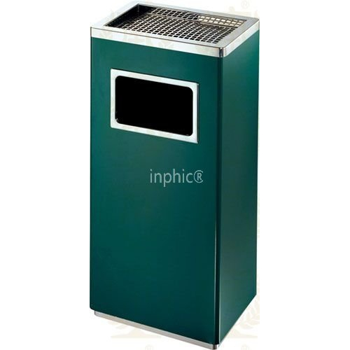INPHIC -長方形座地煙灰菸灰桶 不鏽鋼垃圾桶 烤漆 煙灰菸灰桶 靠牆式 果皮桶 墨綠色