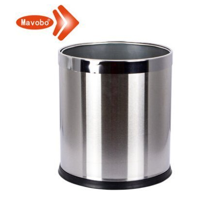 INPHIC -8L不鏽鋼家用垃圾桶 酒店賓館辦公室衛生間垃圾桶 圓形桶單層鐵烤漆黑色