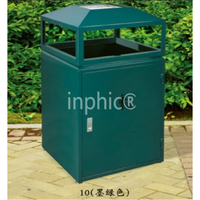 INPHIC -垃圾桶烤漆社區戶外垃圾桶烤漆環保果皮桶垃圾桶 中號墨綠色