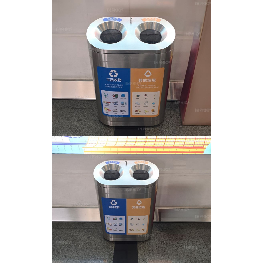 INPHIC-【訂製款】不鏽鋼雙分類垃圾桶 戶外垃圾桶 大廳垃圾桶 質感垃圾桶 環保回收垃圾桶-IMEU007405A-細節圖4