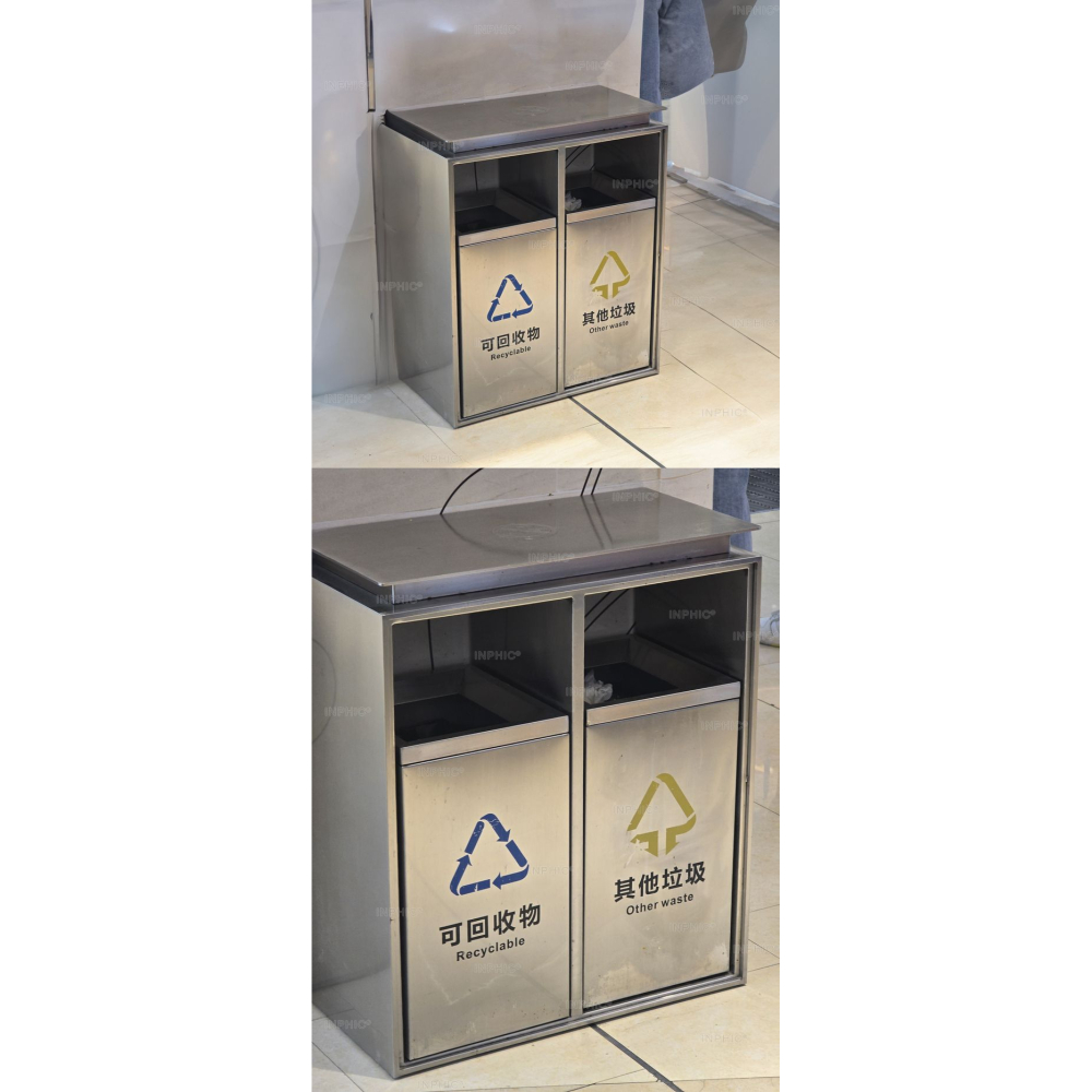 INPHIC-【訂製款】不鏽鋼雙分類垃圾桶 環保垃圾桶 垃圾桶 大廳垃圾桶 公共垃圾桶-IMEU007505A-細節圖4