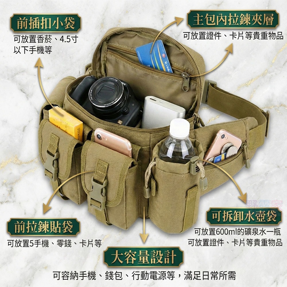 【狙擊者戰術腰包】多功能戶外便攜水壺包  運動爬山旅遊的好幫手  多功能戰術腰包  狙擊者戰術腰包  旅遊腰包-細節圖6