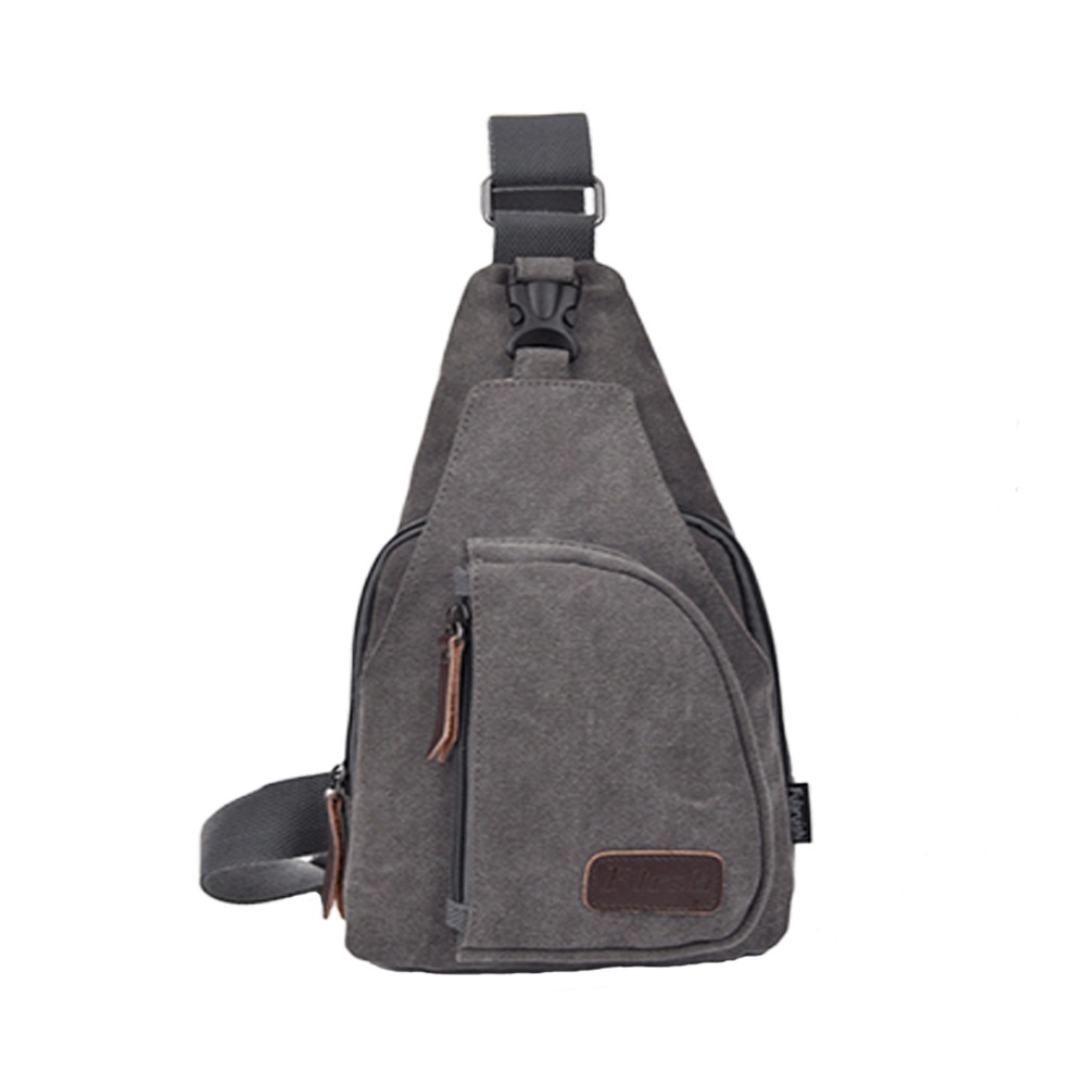【復古冒險魂】大尺寸帆布斜肩包/胸包 | 輕量257g | 多層收納 | 男士休閒跨胸包 (卡其色/灰色)-規格圖8