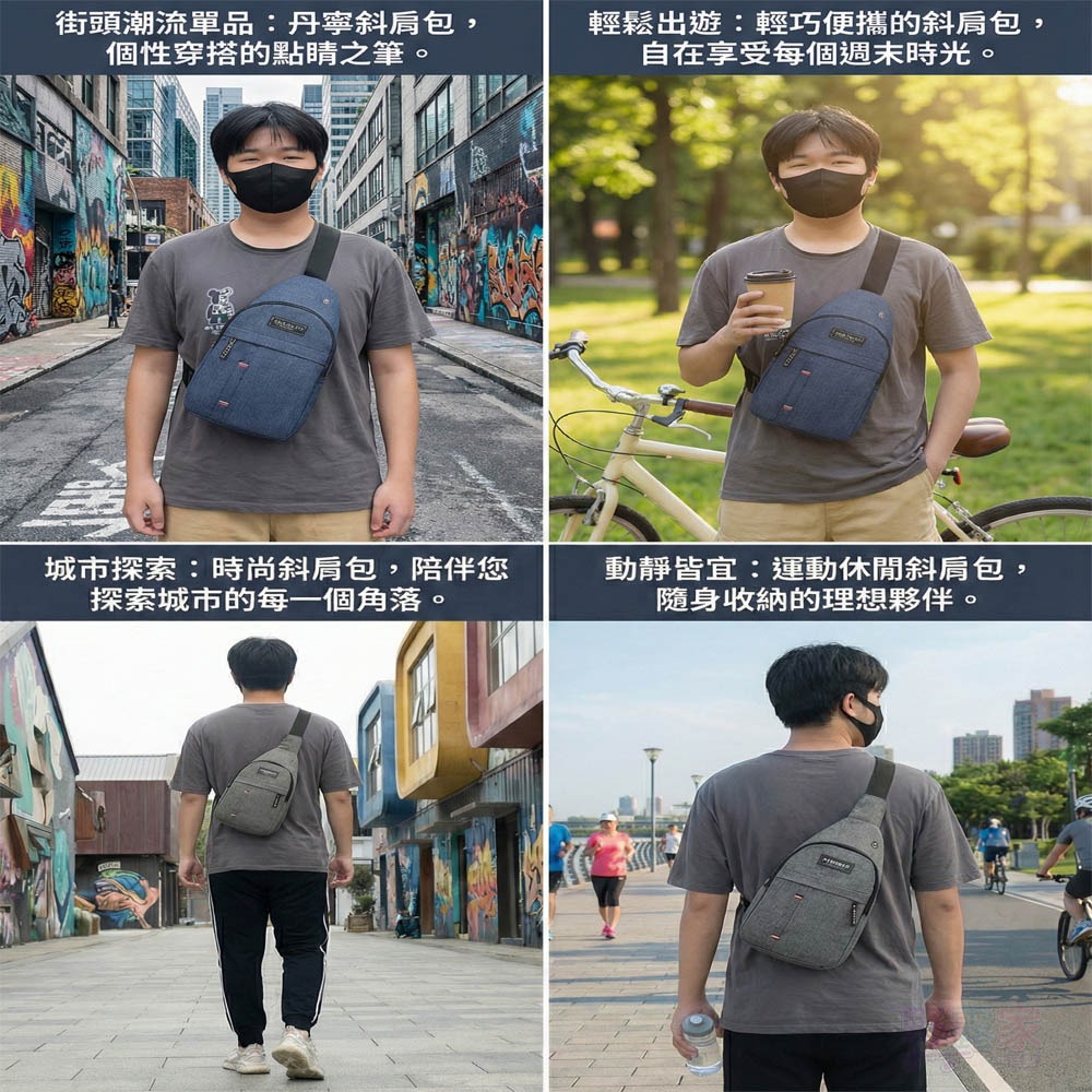 【輕盈出行首選】休閒韓版跨胸包 極致輕量 斜肩包 誇胸包！ (防潑水/耳機孔/多隔層)-細節圖5