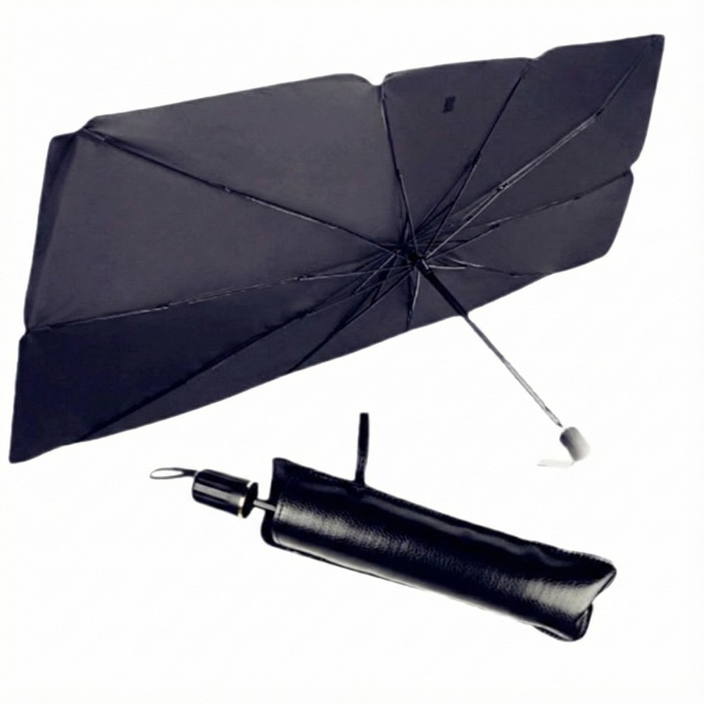 【夏日降溫神器】一秒開收！(小款)汽車防曬隔熱遮陽傘｜抗UV鈦銀膠塗層 保護內裝 (全車系適用)-細節圖2