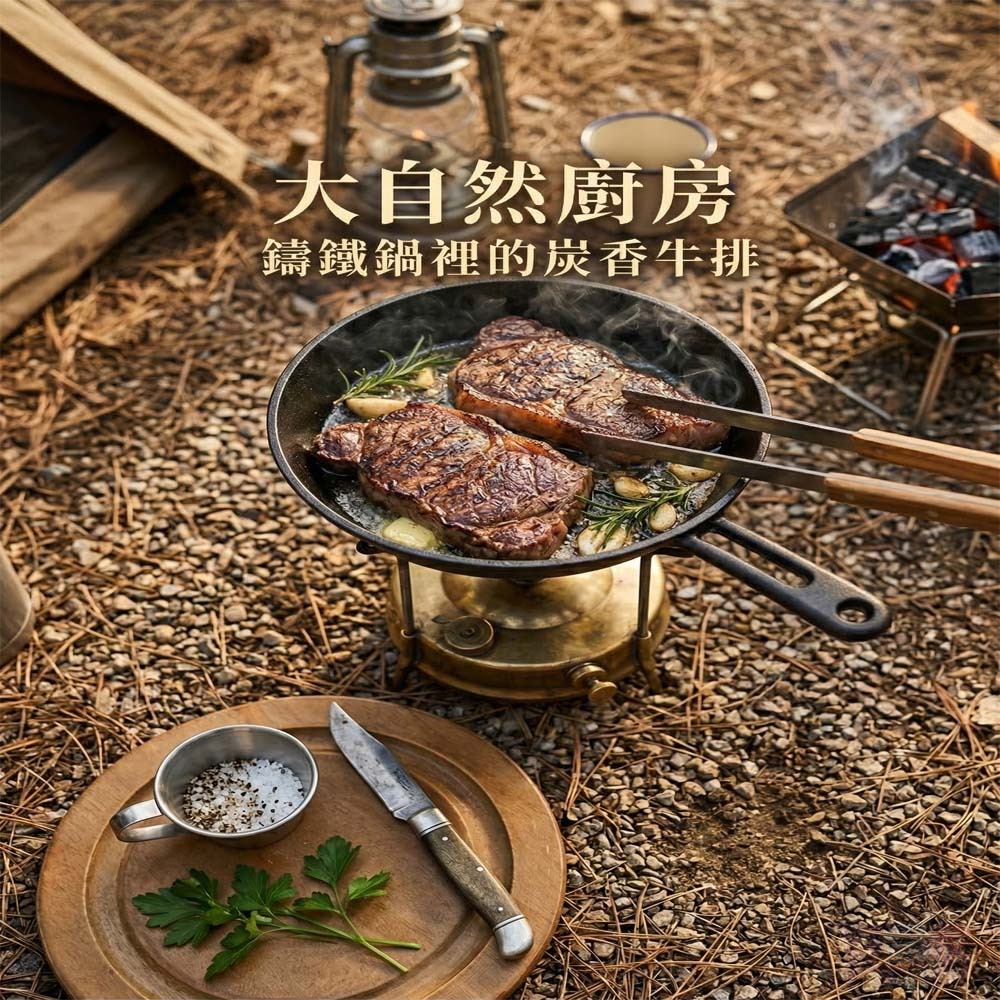(台灣製)圓形 17cm 鑄鐵烤盤套組｜在家輕鬆端出五星級鐵板料理！-細節圖3