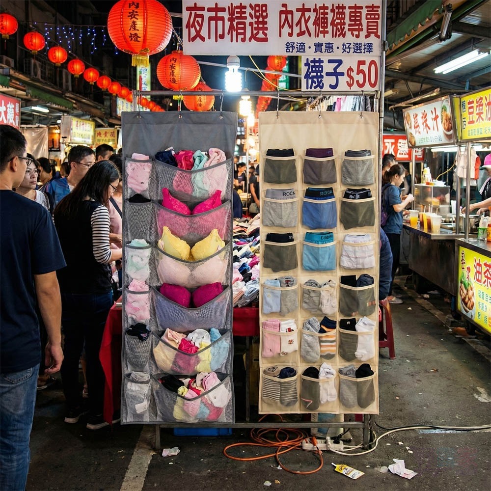 【衣櫃救星】雙面內衣褲收納掛袋(12+18格)雙面大容量！透氣網格內衣褲收納掛袋｜內衣襪子分類收納｜金屬掛鉤耐重升級-細節圖4