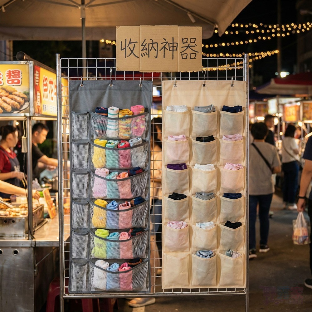 【衣櫃救星】雙面內衣褲收納掛袋(12+18格)雙面大容量！透氣網格內衣褲收納掛袋｜內衣襪子分類收納｜金屬掛鉤耐重升級-細節圖7