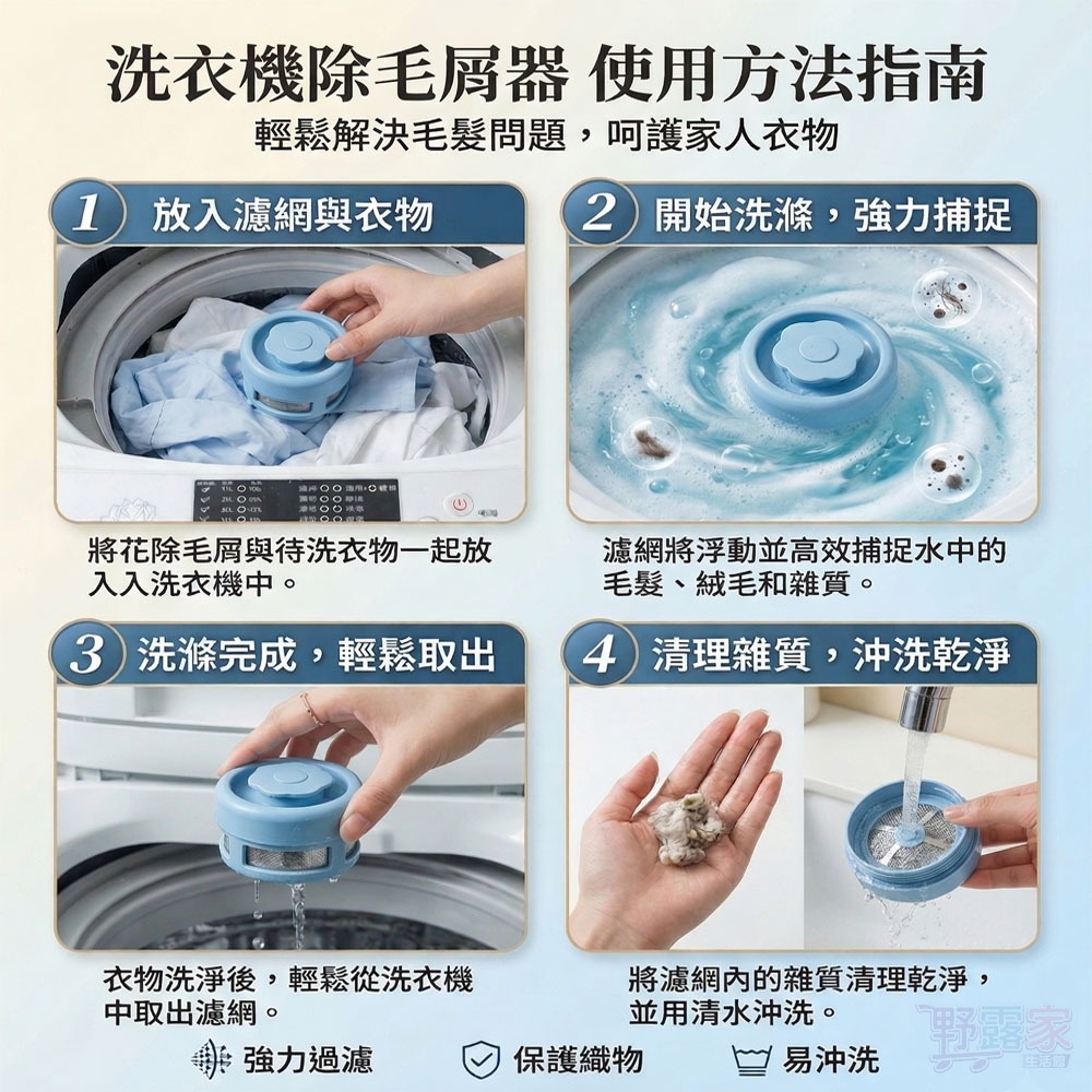 告別毛屑煩惱！洗衣機專用清潔過濾除毛屑器(顏色隨機出貨)-細節圖6