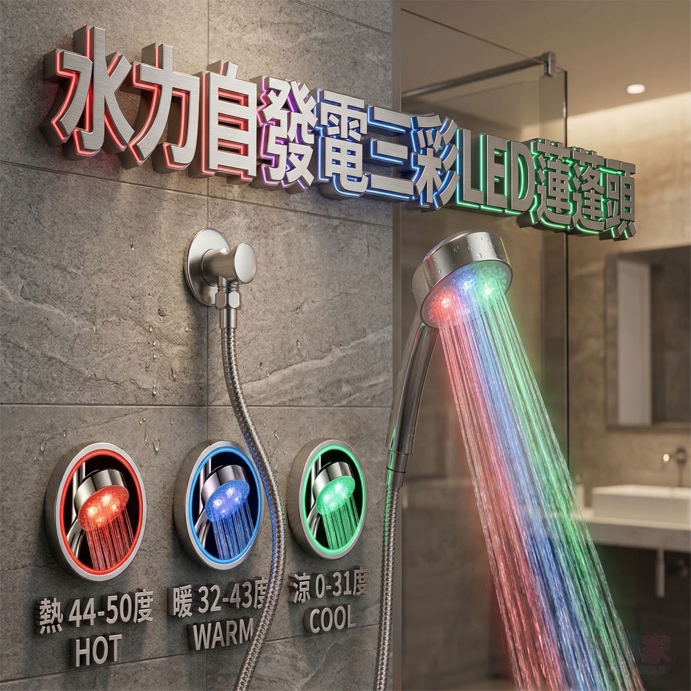 沐浴時光再升級！勁爆溫控三彩LED蓮蓬頭-細節圖4