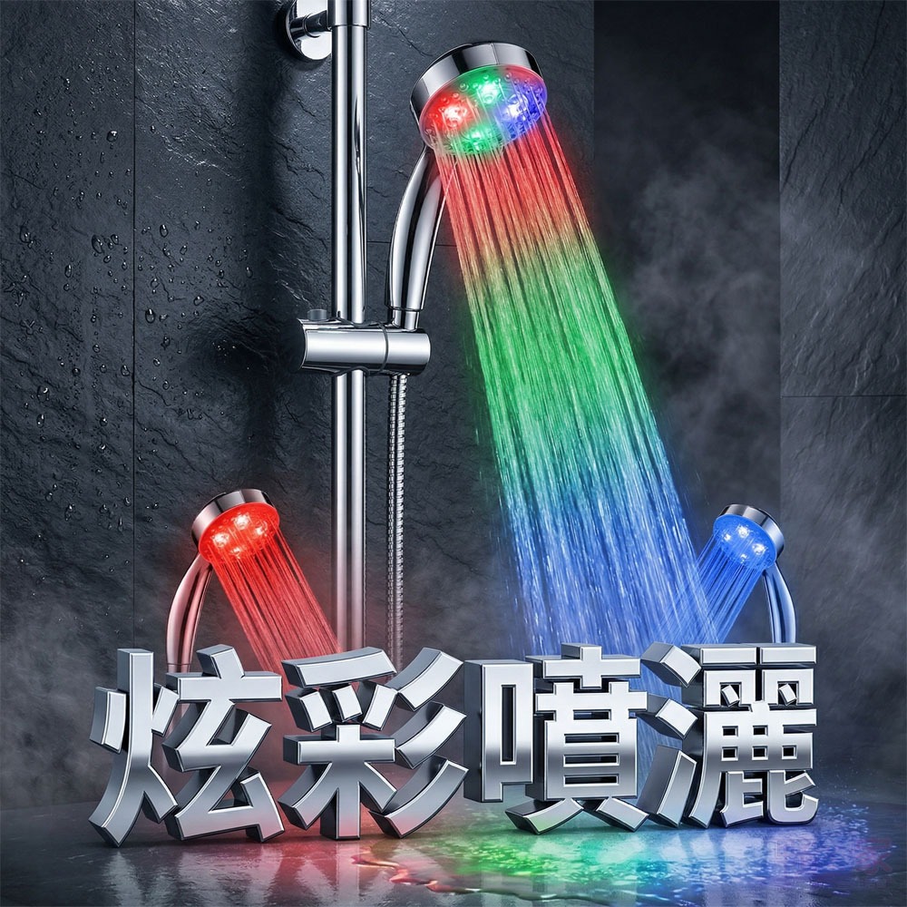 沐浴時光再升級！勁爆溫控三彩LED蓮蓬頭-細節圖5
