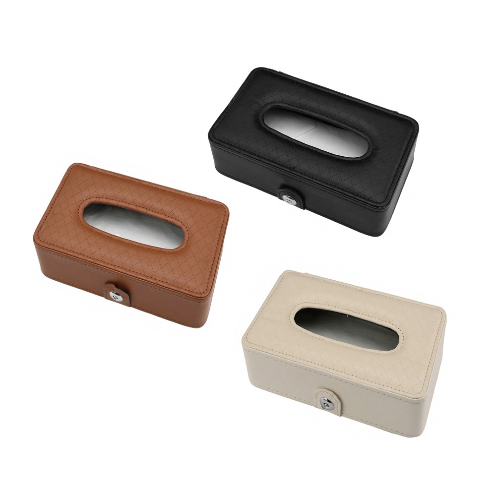 【質感升級】車用PU皮革抽取面紙盒｜遮陽板/椅背多用｜通用型車內收納 輕巧好安裝 (黑/棕/米白)-細節圖2