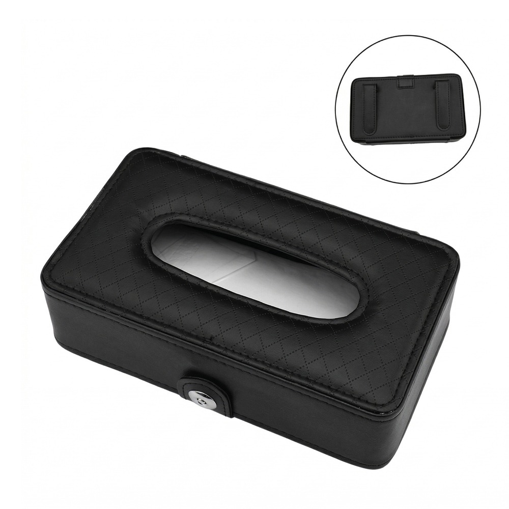 【質感升級】車用PU皮革抽取面紙盒｜遮陽板/椅背多用｜通用型車內收納 輕巧好安裝 (黑/棕/米白)-規格圖8