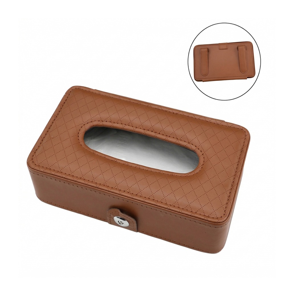 【質感升級】車用PU皮革抽取面紙盒｜遮陽板/椅背多用｜通用型車內收納 輕巧好安裝 (黑/棕/米白)-規格圖8