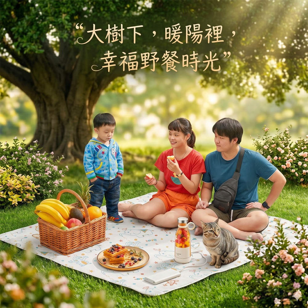 【戶外野餐神器】萌萌大象款 230x200cm 超大一次性無紡布野餐墊 (附4支萌系地釘) - 輕巧好攜帶，用完即丟-細節圖3