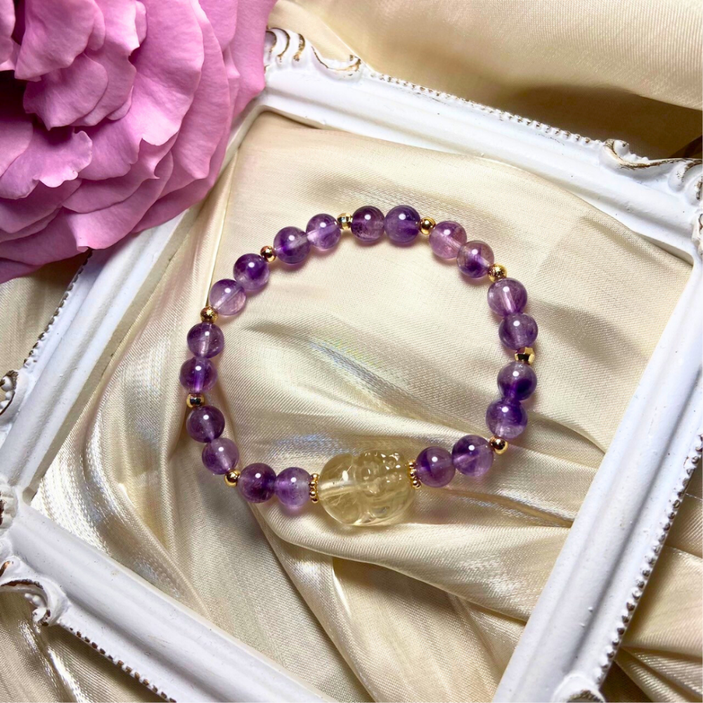 ﾟ･*:.｡.癒見.｡.:*･゜《貔貅系列》┃鈦晶┃紫水晶┃偏財┃旺事業┃助思考┃設計款水晶手鍊-細節圖2