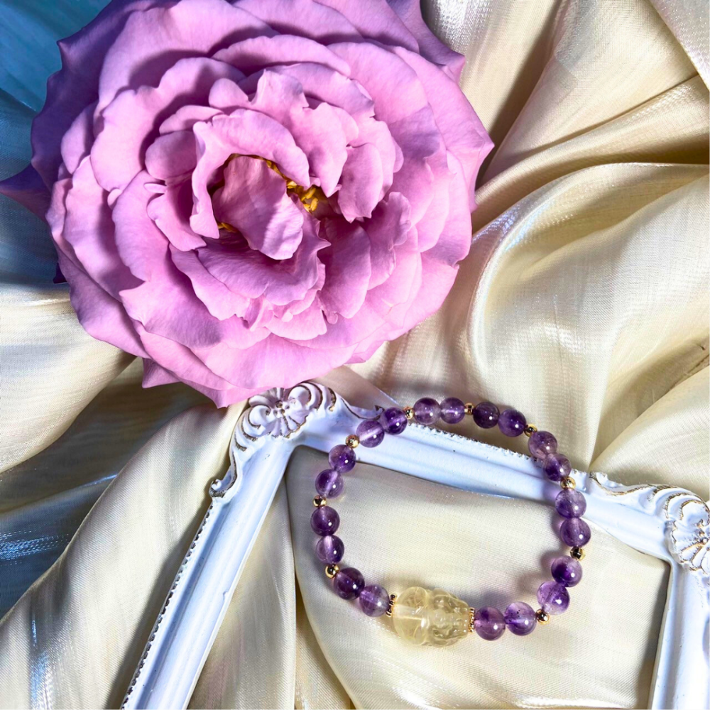 ﾟ･*:.｡.癒見.｡.:*･゜《貔貅系列》┃鈦晶┃紫水晶┃偏財┃旺事業┃助思考┃設計款水晶手鍊-細節圖3