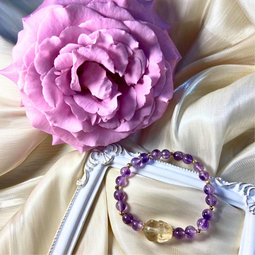 ﾟ･*:.｡.癒見.｡.:*･゜《貔貅系列》┃鈦晶┃紫水晶┃偏財┃旺事業┃助思考┃設計款水晶手鍊-細節圖4