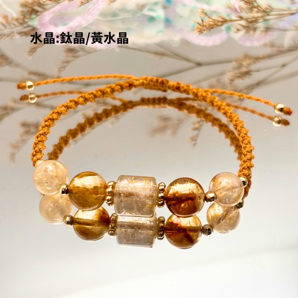 ﾟ･*:.｡.癒見.｡.:*･゜《蠟線系列》鈦晶┃黃水晶┃紫水晶┃綠幽靈┃草莓晶┃旺事業┃助思考┃設計款水晶手鍊-細節圖2