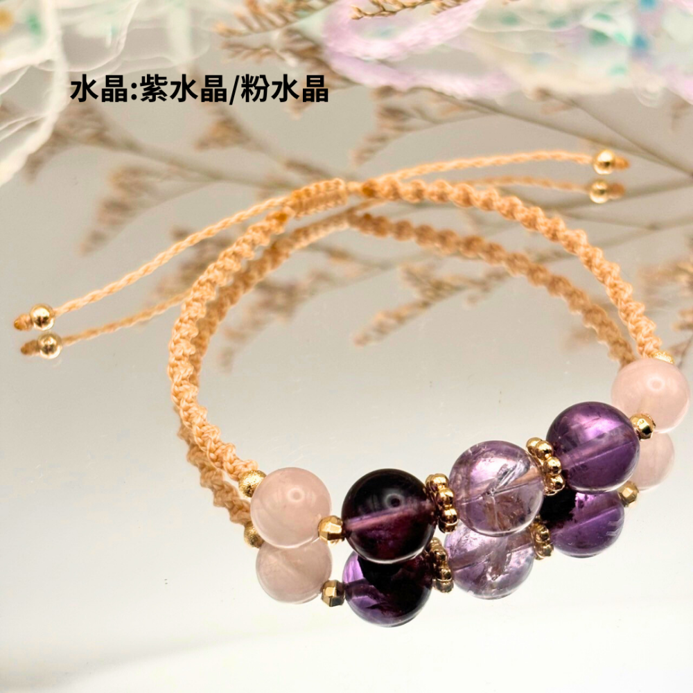 ﾟ･*:.｡.癒見.｡.:*･゜《蠟線系列》鈦晶┃黃水晶┃紫水晶┃綠幽靈┃草莓晶┃旺事業┃助思考┃設計款水晶手鍊-細節圖4