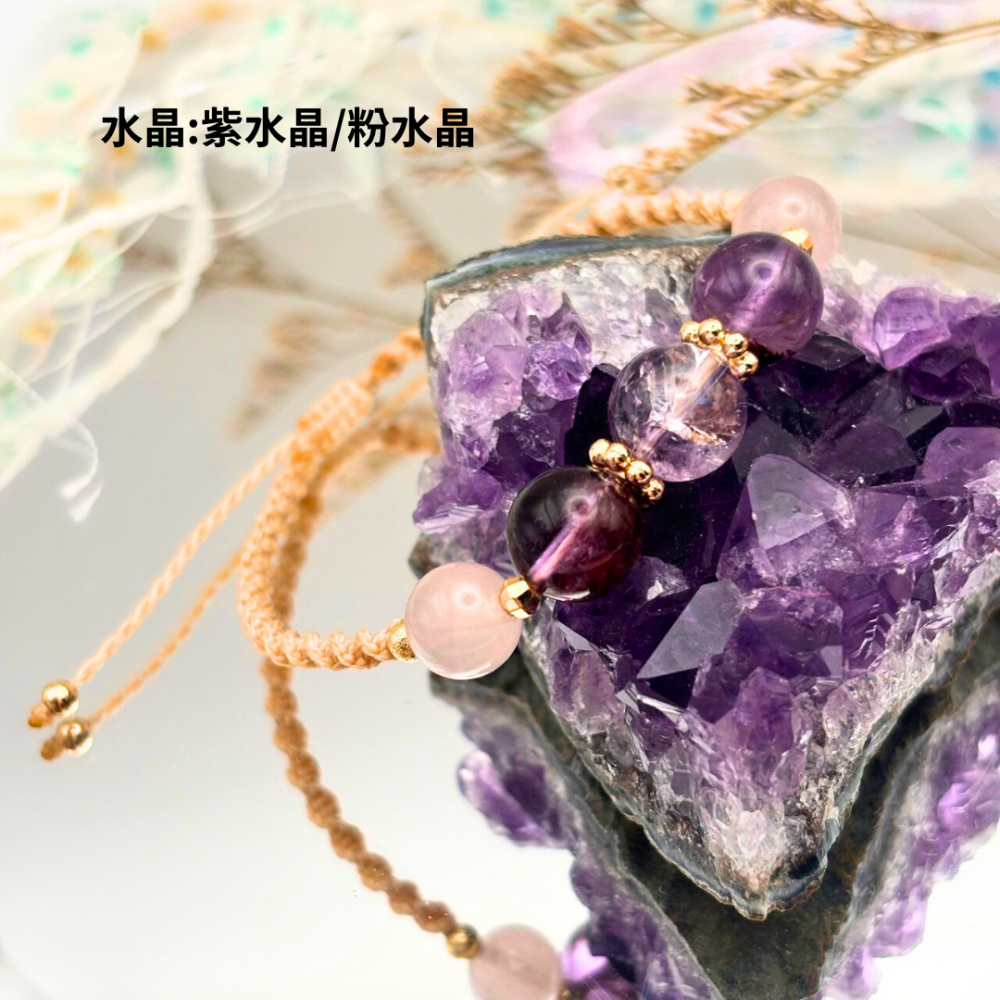 ﾟ･*:.｡.癒見.｡.:*･゜《蠟線系列》鈦晶┃黃水晶┃紫水晶┃綠幽靈┃草莓晶┃旺事業┃助思考┃設計款水晶手鍊-細節圖5