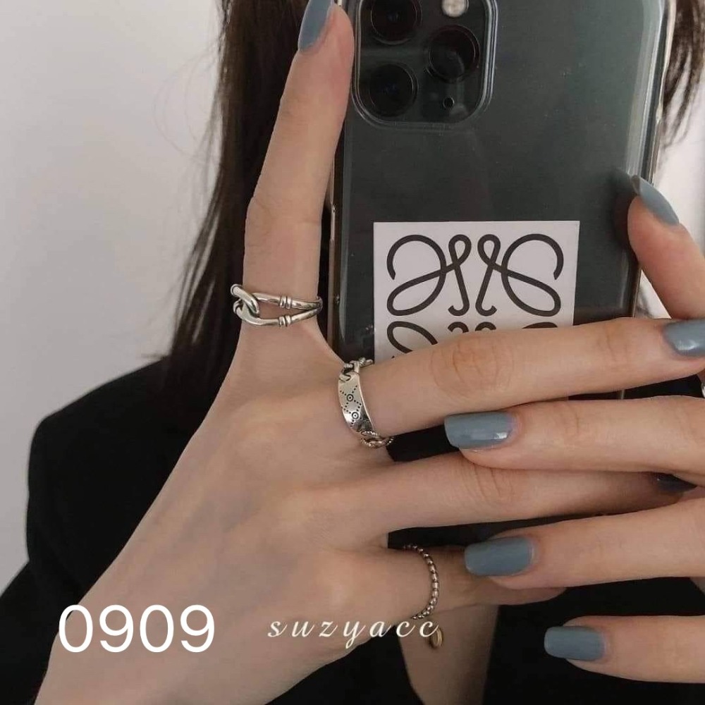 韓國一組三咖 INS簡約S925戒指三件組-細節圖2