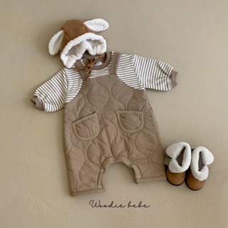 ✄ 現貨 ɪᴠᴏʀʏ-18ᴍ •͈ᴗ•͈ 預購正韓🇰🇷 Woodie- 絎縫假兩件連身衣-細節圖2