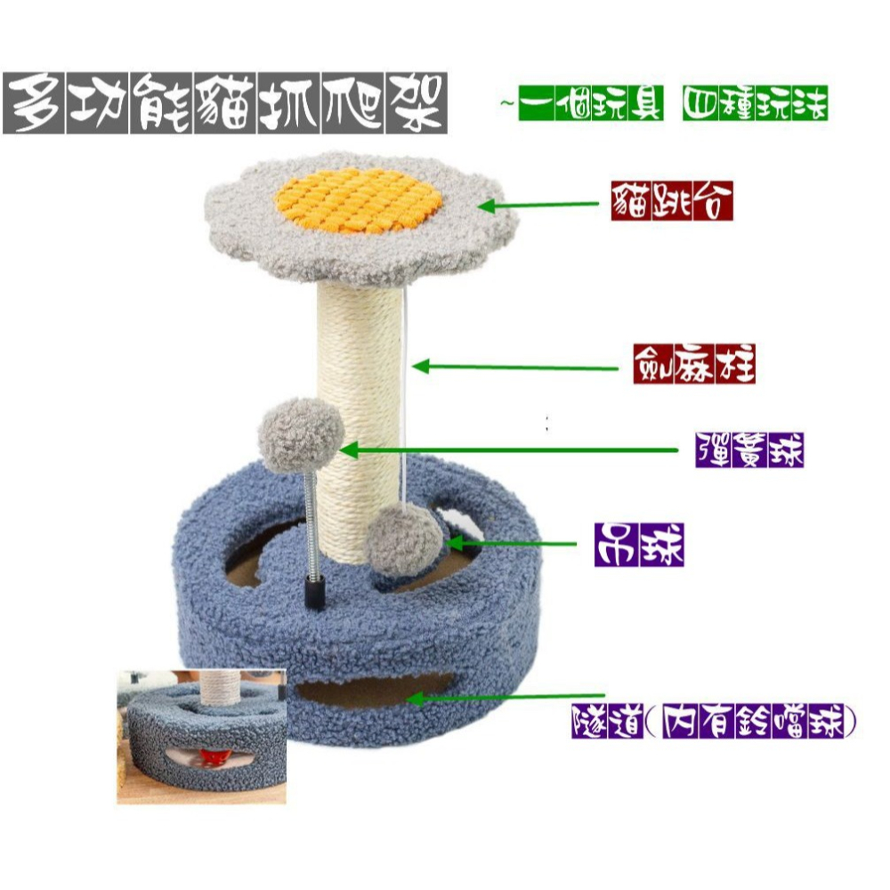 【寵物用品】貓跳台 貓玩具 寵物 毛小孩 劍麻 草莓 牛油果 花朵 貓抓柱-細節圖6