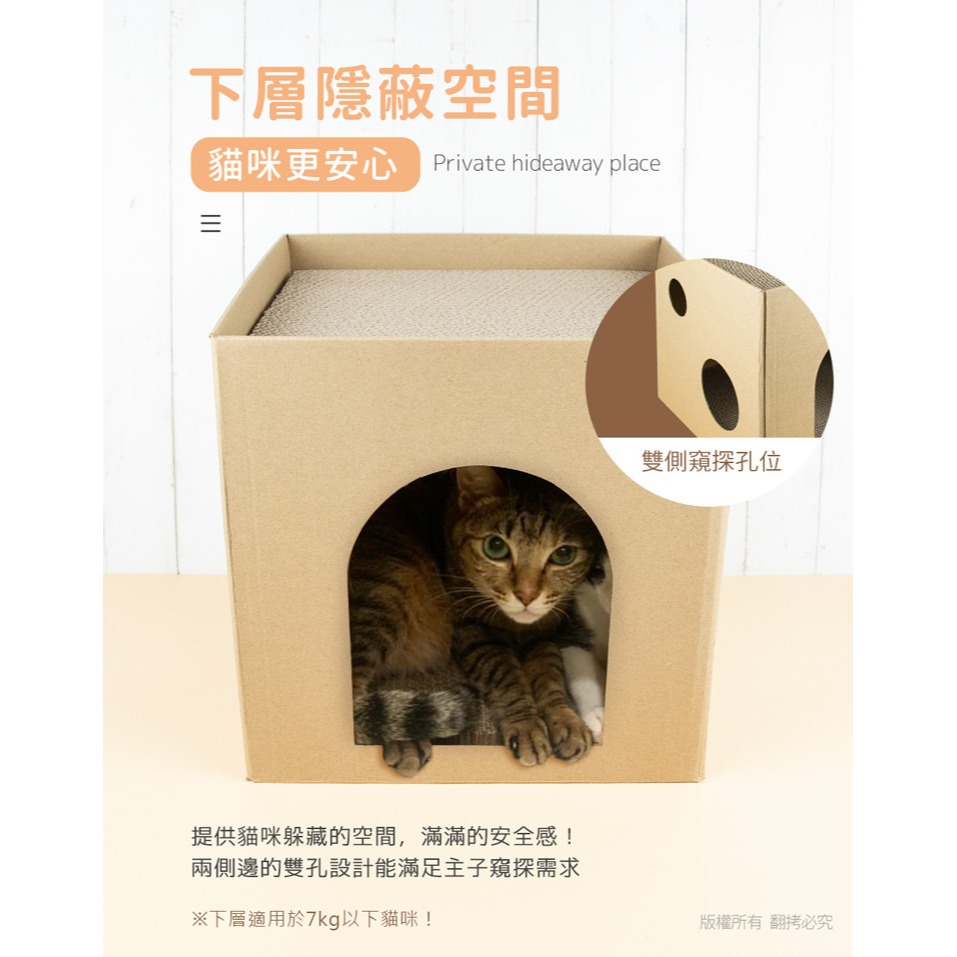 【寵物用品】 雙層貓屋 瓦楞紙 寵物 貓抓板 方型 組合 DIY  寵物用品 毛小孩 磨爪-細節圖2