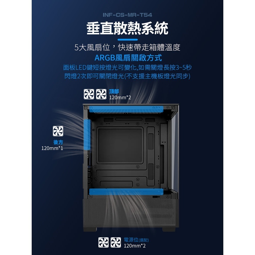 ☆YoYo 3C☆infotec MR-T54 USB3.0海景房機殼 海景小機殼 附3顆RGB風扇 遊戲機殼-細節圖6