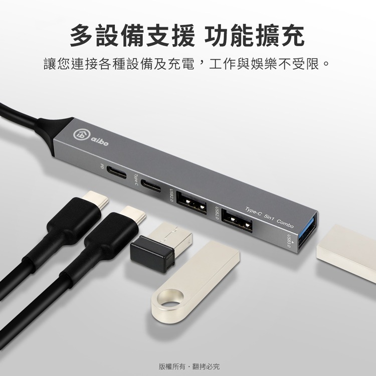 ☆YoYo 3C☆TP5 Type-C 五合一多功能擴充器(PD快充100W/USB3.0)-細節圖4
