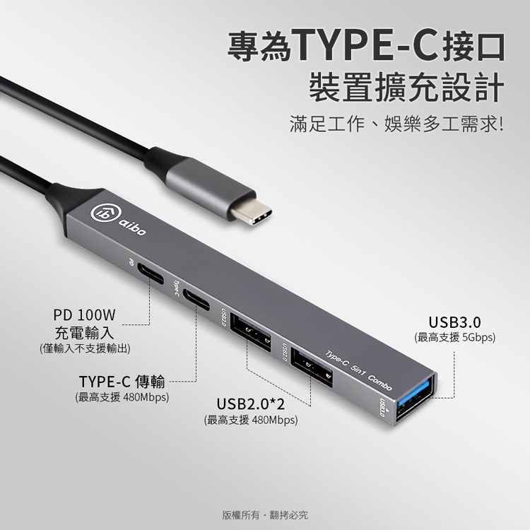 ☆YoYo 3C☆TP5 Type-C 五合一多功能擴充器(PD快充100W/USB3.0)-細節圖8