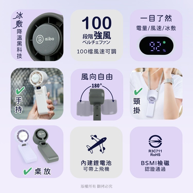 ☆YoYo 3C☆半導體冰敷 100檔調速 折疊/頸掛/手持風扇(附可調頸掛繩) 急速降溫 夏季必備 隨機出貨-細節圖11