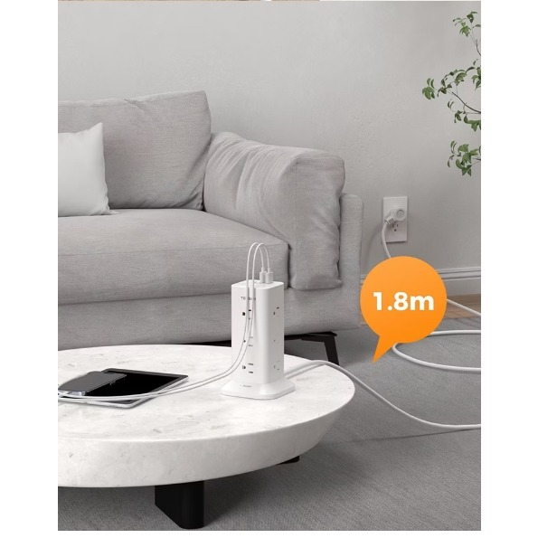 ☆YoYo 3C ☆TESSAN 1開12插3P USB+PD20W立式桌上型延長線-1.8米 多孔插座 延長線-細節圖3