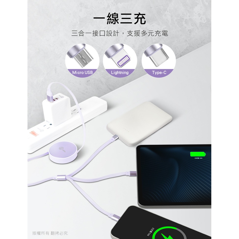 ☆YoYo 3C☆6合1 伸縮快充線 1.1M 快充線 USB Type-C Lightning 二拖三 支持15/16-細節圖5