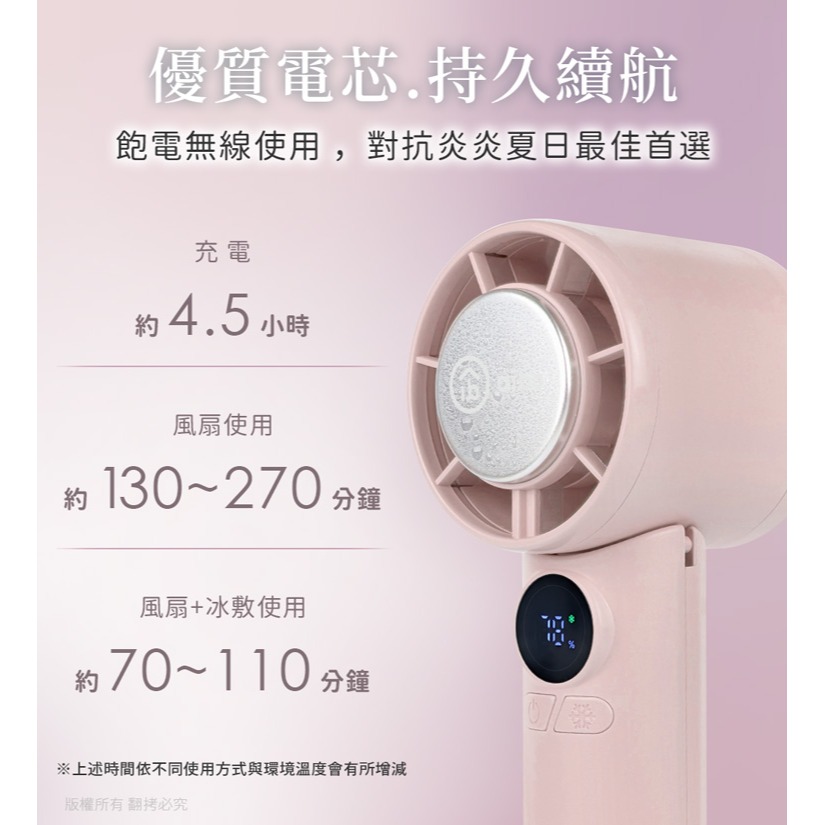 ☆YoYo 3C ☆扣環式冰敷折疊頸掛 100檔數顯高速手持風扇 輕巧 製冷 冷敷風扇-細節圖5