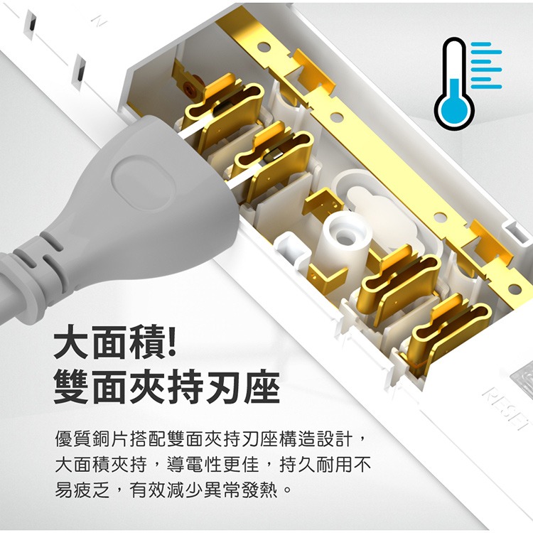 ☆YoYo 3C ☆1開8插 專利三向出線抗雷擊延長線(台灣製)-1.8米L型 平貼 自動斷電 安規插座-細節圖7