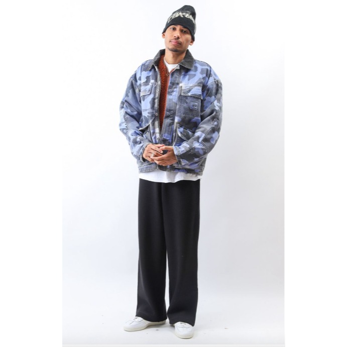 《 現貨 》 全新正品 ＇23 Stüssy Spray Dye Canvas Shop Jacket 外套 迷彩 藍色-細節圖5