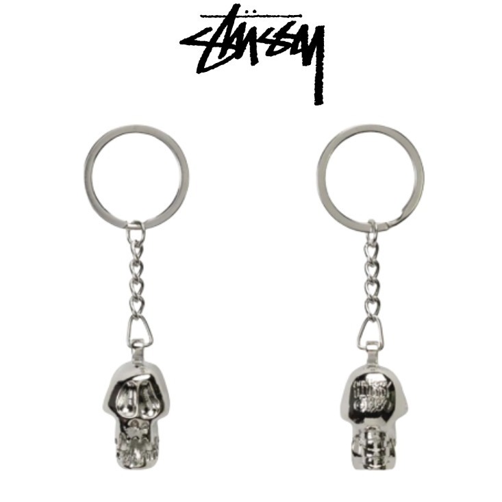 《 現貨 》台灣公司貨 Stussy Skull Keychain 銀色 鑰匙圈 附防塵套