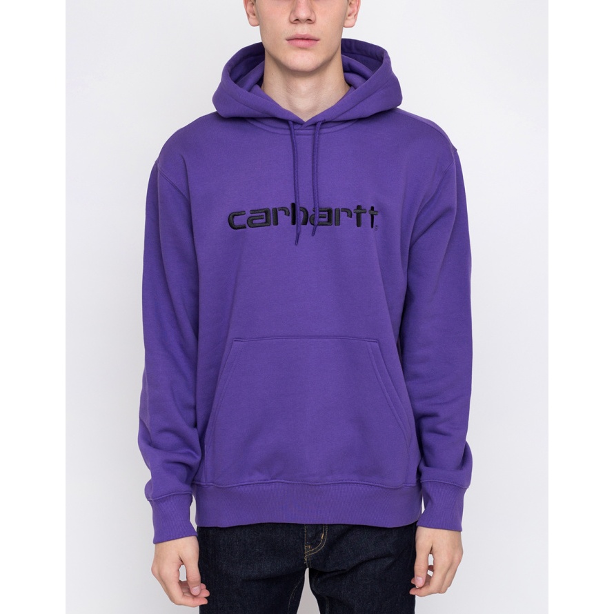 《 現貨 紫色 黑字 M 》 全新正品 18FW Carhartt WIP Hooded Sweat 帽踢 內刷毛 衛衣-細節圖2