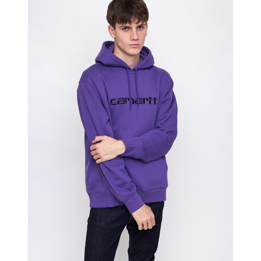 《 現貨 紫色 黑字 M 》 全新正品 18FW Carhartt WIP Hooded Sweat 帽踢 內刷毛 衛衣-細節圖4