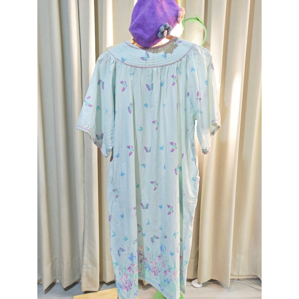 蝴蝶淺藍古著睡裙-細節圖4