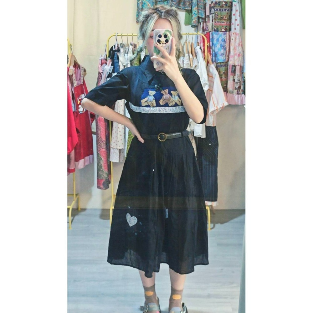 泰迪黑背心裙-細節圖2