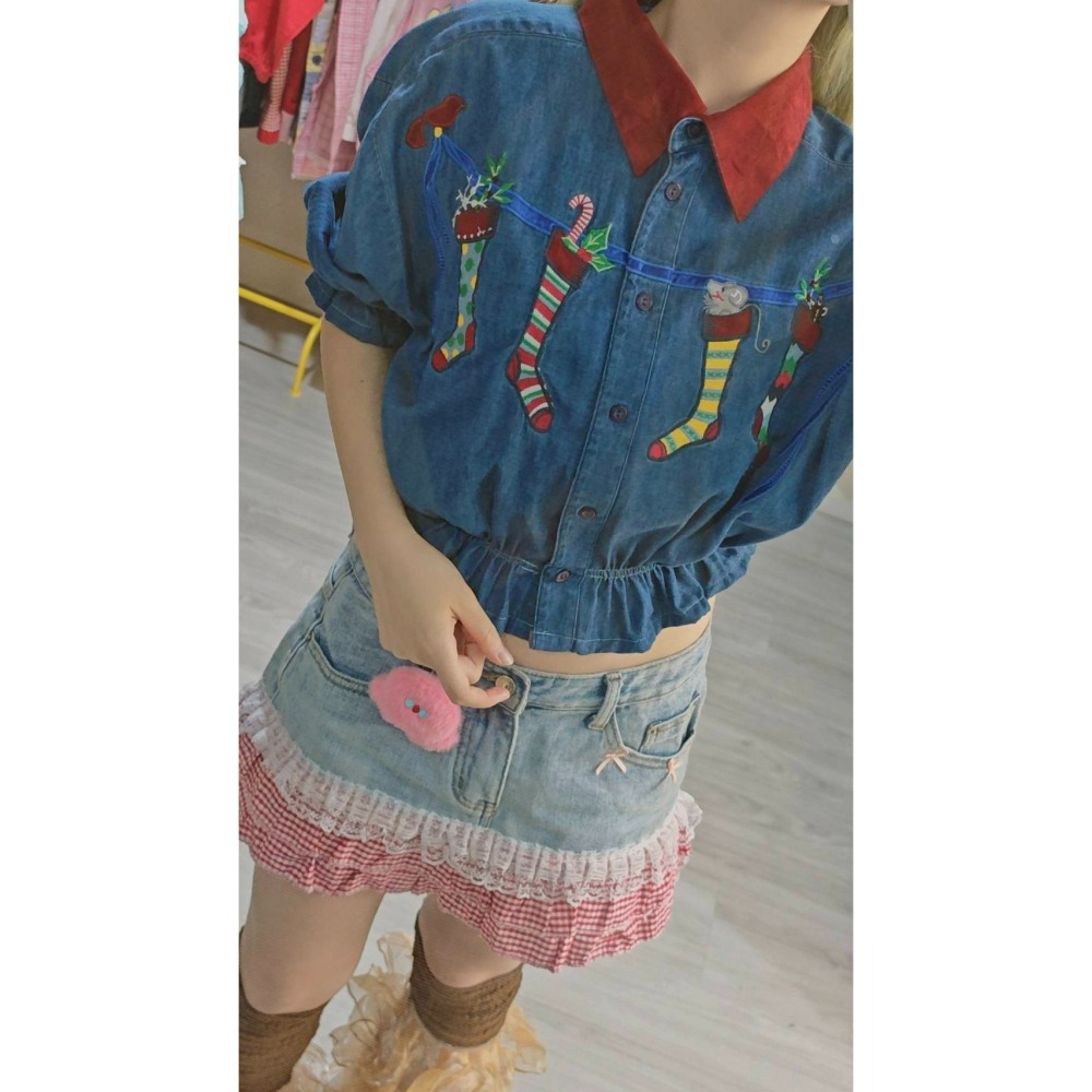 聖誕襪牛仔襯衫-細節圖6