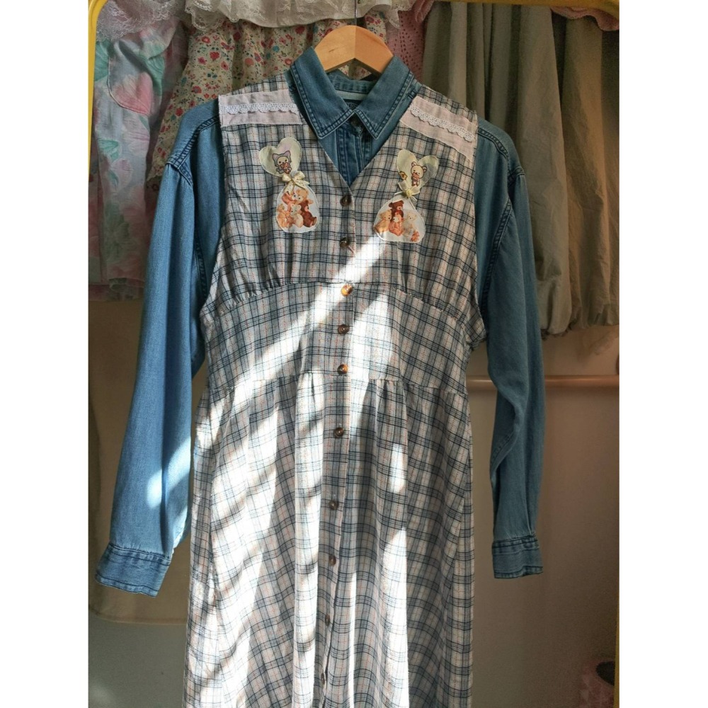 拉拉熊深藍格子背心裙-細節圖2